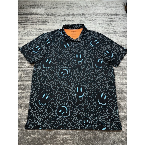 Bad Birdie Bound Polo Shirt Mens Large Black Smiley Face Performance Golf - Picture 4 of 11